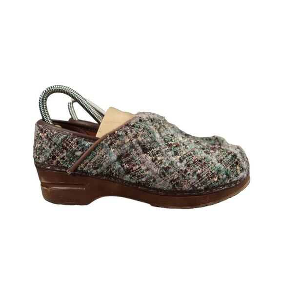 Sanita Shoes Womens 37 Clog Slip On Danish Woven Textile Brown Teal Comfort Walk - Picture 2 of 16